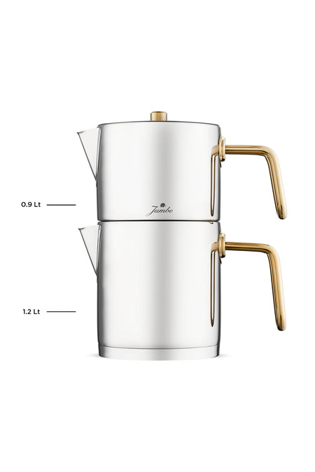 Jumbo Metalix Titanium Gold induction Base Midi Teapot - MALLTURK