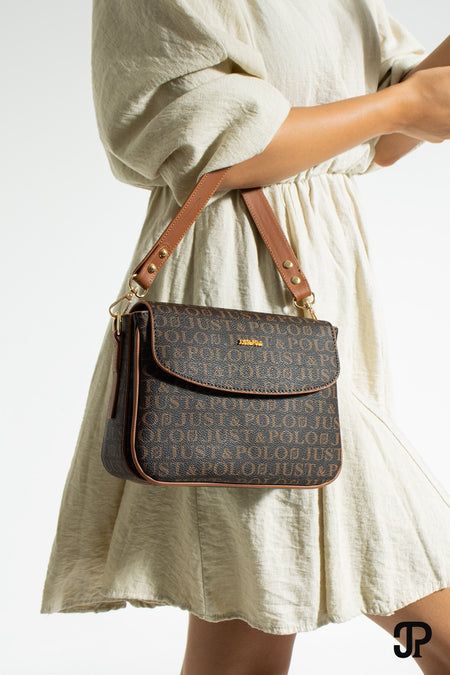 Just Polo Original Women's 4-Compartment Luxury Soft Leather Adjustable Crossbody Strap Stylish Trendy Shoulder Bag Brown - MALLTURK