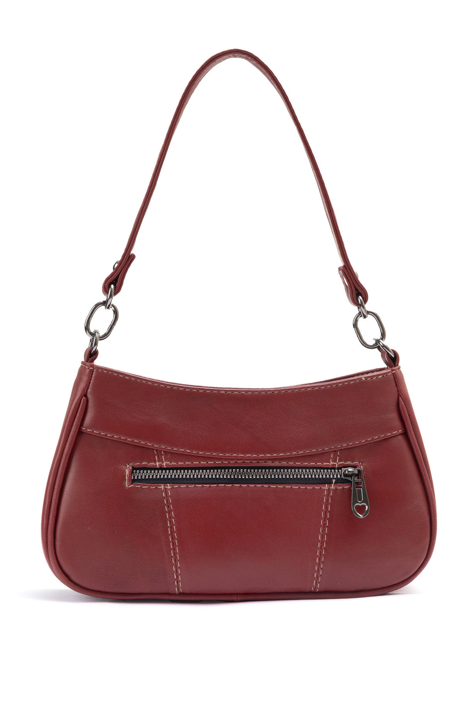Fubileather Genuine Leather Baguette Shoulder Bag Burgundy