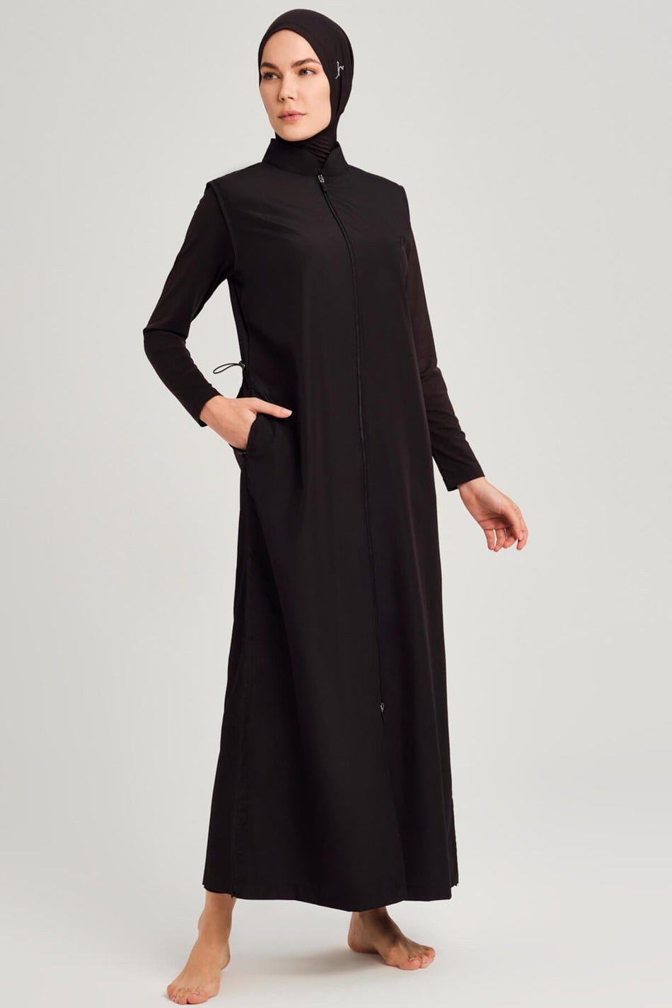 Hasema Full Length Black Vest 4-Piece Modest Swimsuit Set - MALLTURK