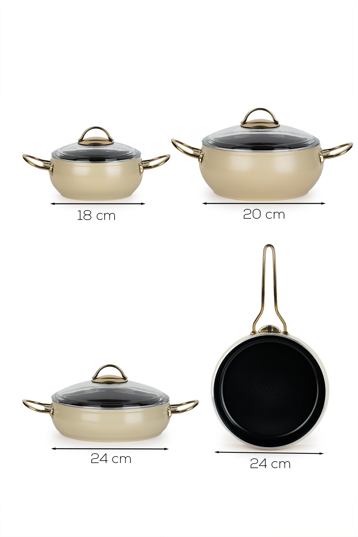 Lines L-5094-1 Yonca Guvec 7 Piece Kure Cookware Set Altin Kulp