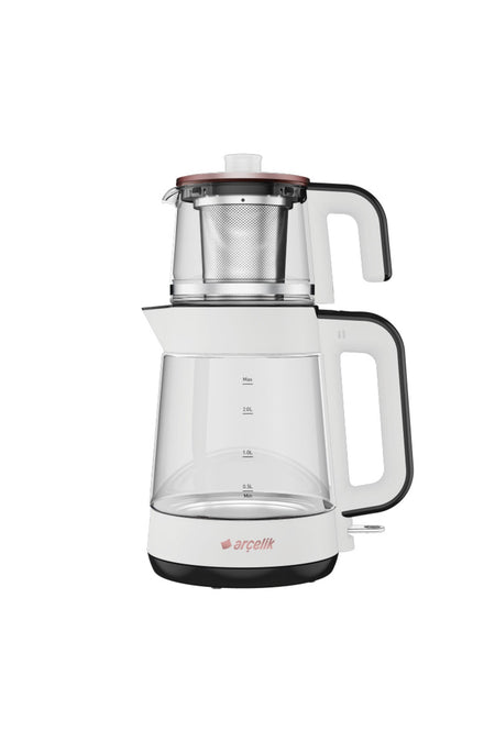Arcelik White 1900 W Tea Maker with Glass Teapot - MALLTURK