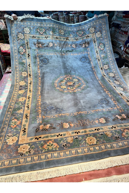 RD RAMAZAN DAG Hand Rug Art Hand-Woven Embossed Chinese Rug Premium Quality Gray Color Size 335x243 - MALLTURK