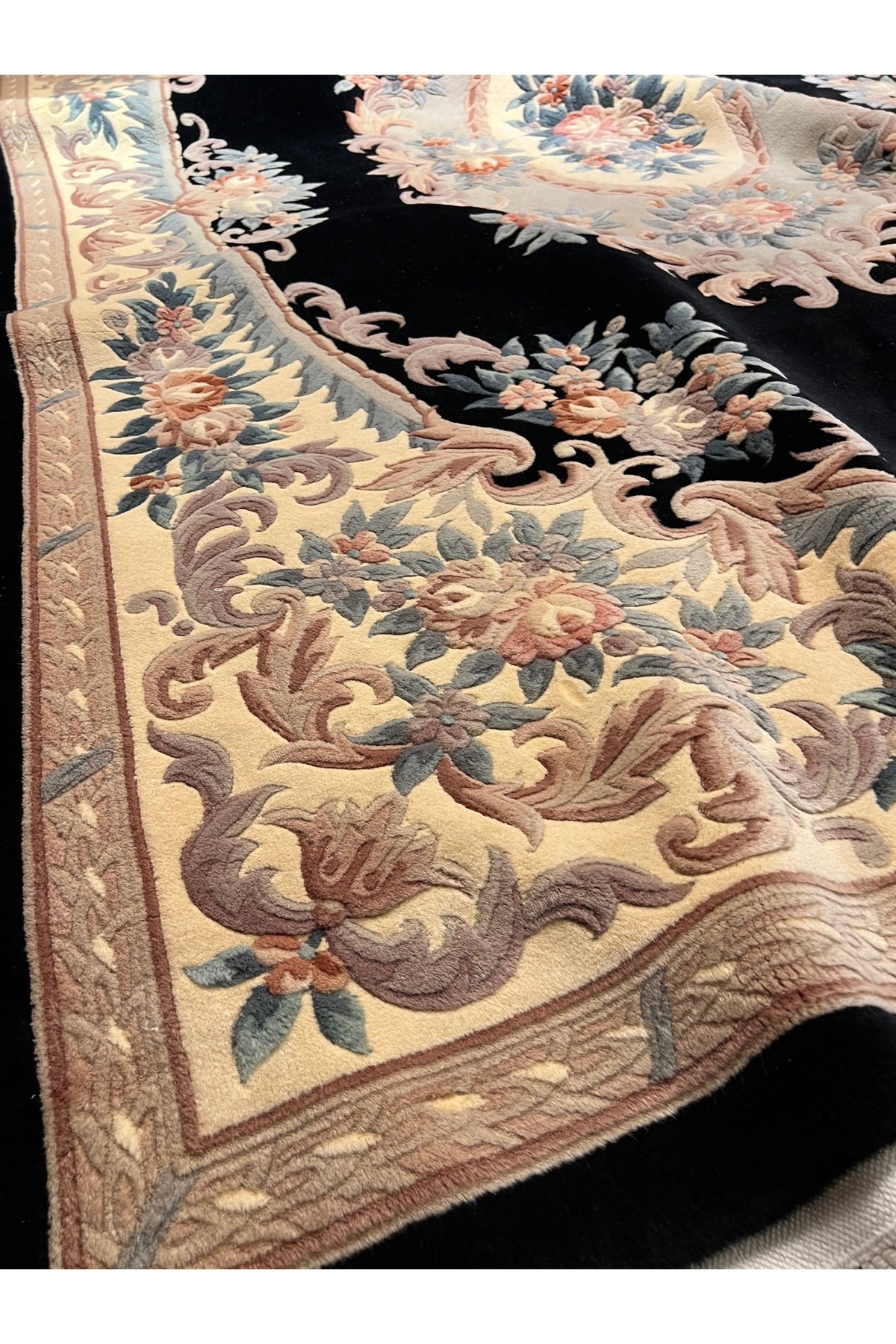 RD RAMAZAN DAG Hand Rug Art Hand-Woven Embossed Chinese Rug Premium Quality Black Color Size 310x210 - MALLTURK