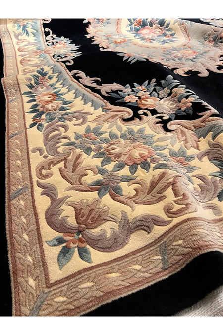 RD RAMAZAN DAG Hand Rug Art Hand-Woven Embossed Chinese Rug Premium Quality Black Color Size 310x210 - MALLTURK