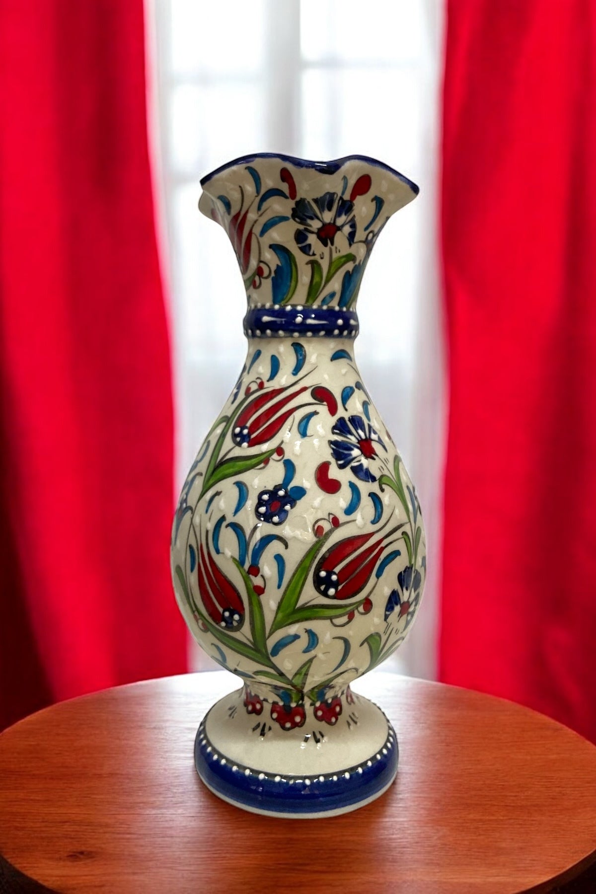 STORESZA Handcrafted Traditional Ceramic Vase - 30cm White - MALLTURK