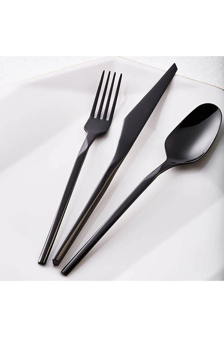Jumbo 5100 quartz titanyum siyah 84 Piece 12 Place Setting Flatware Set - MALLTURK