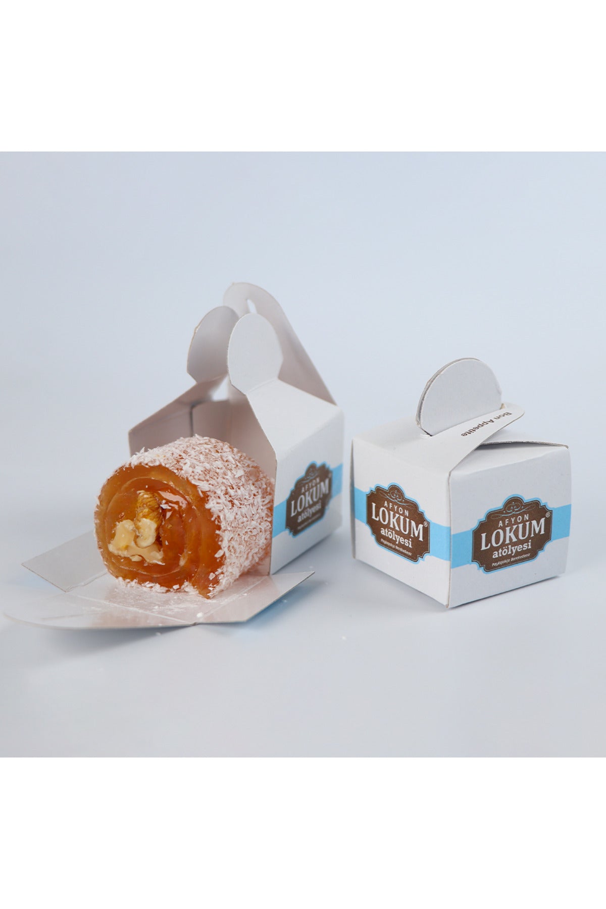 Lokum Atolyesi klasik Walnut Rolled Turkish Delight 250g 10 Pieces Single Boxes - MALLTURK