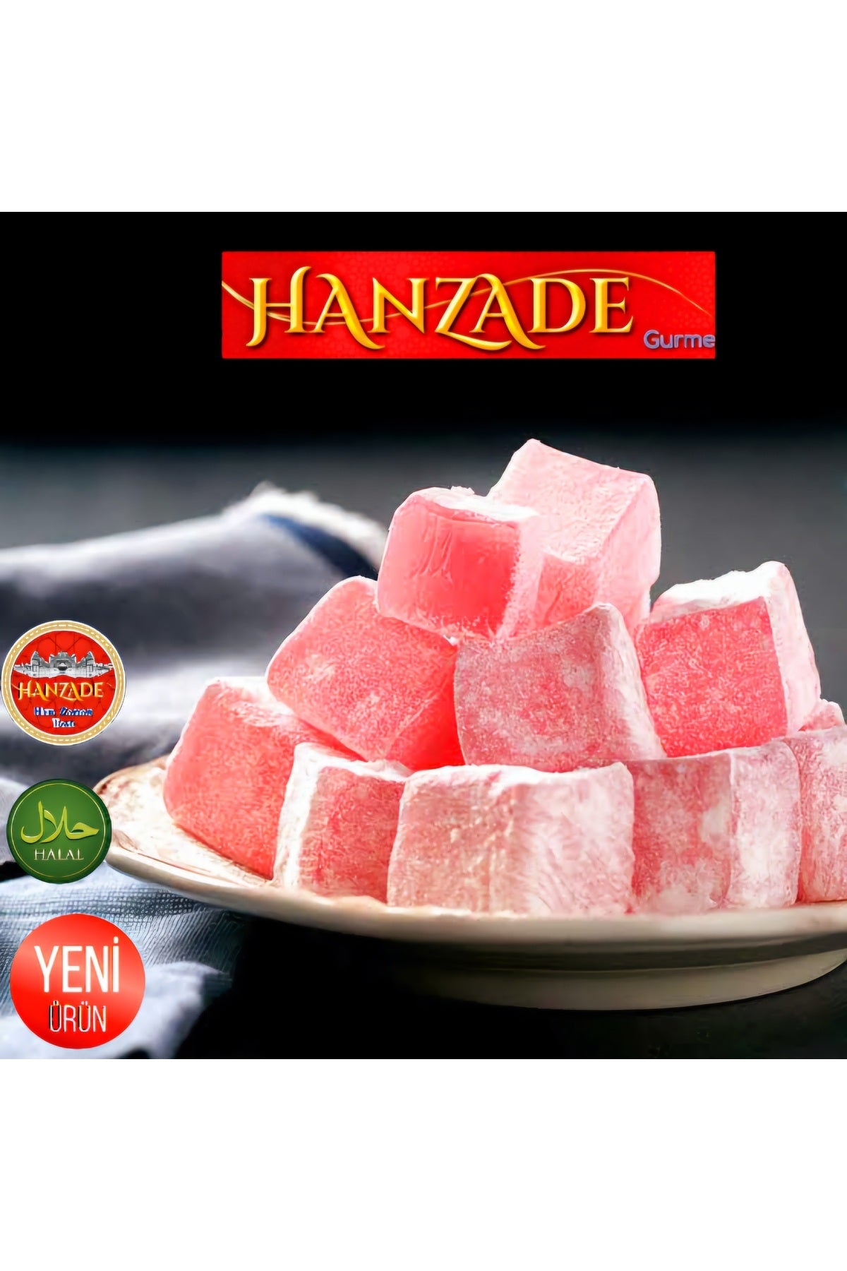 HANZADE GURME Plain Rose Turkish Delight 1 kg Afyon Style Turkish Delight - MALLTURK