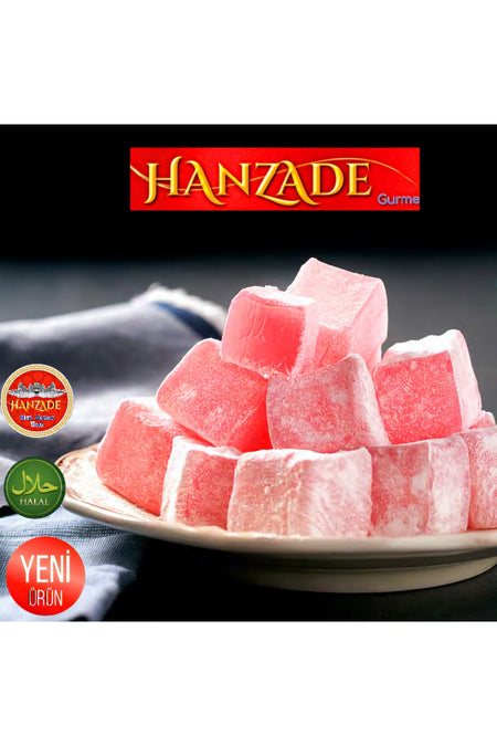 HANZADE GURME Plain Rose Turkish Delight 1 kg Afyon Style Turkish Delight - MALLTURK