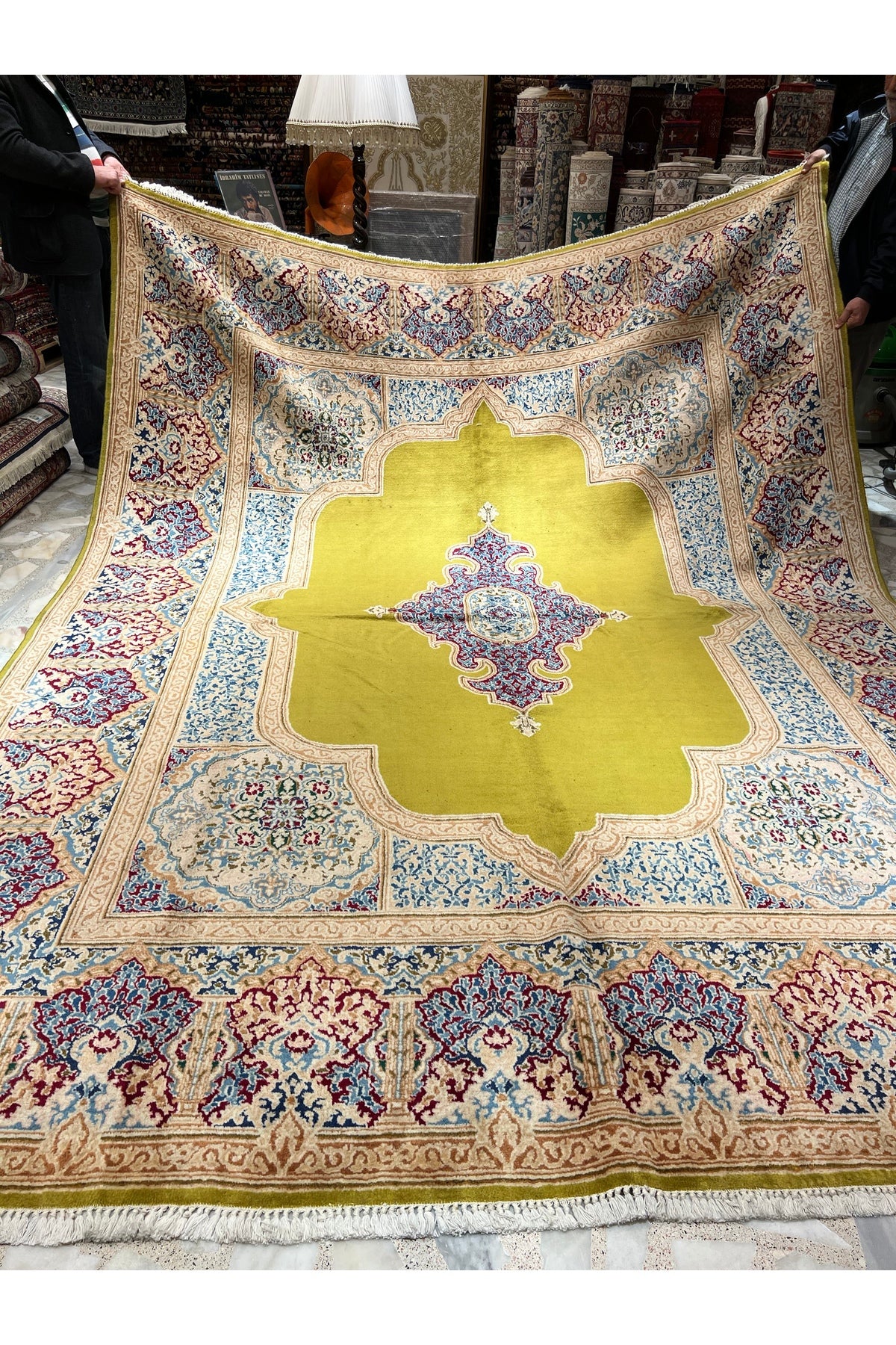 RD RAMAZAN DAG Hand Rug Art Hand-Woven Iranian Kirman Laver Rug Premium Quality Ince Weave Natural Dye Size 370x270 - MALLTURK