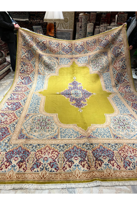 RD RAMAZAN DAG Hand Rug Art Hand-Woven Iranian Kirman Laver Rug Premium Quality Ince Weave Natural Dye Size 370x270 - MALLTURK