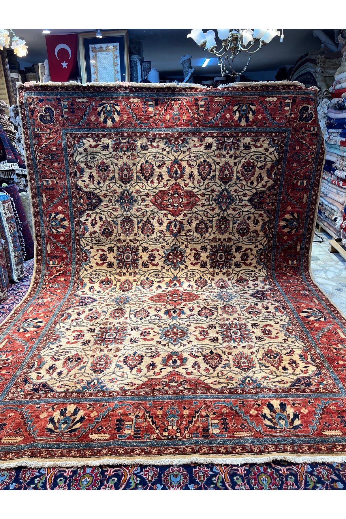 RD RAMAZAN DAG Hand Rug Art Hand-Woven Afgan Usagi Ziegler Rug Premium Quality KokBoya Size 360x270 - MALLTURK