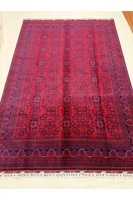 Afghan Rug Hand-Woven Hamyap 6 Meter 100% Wool Natural Dye Yildiz Pattern