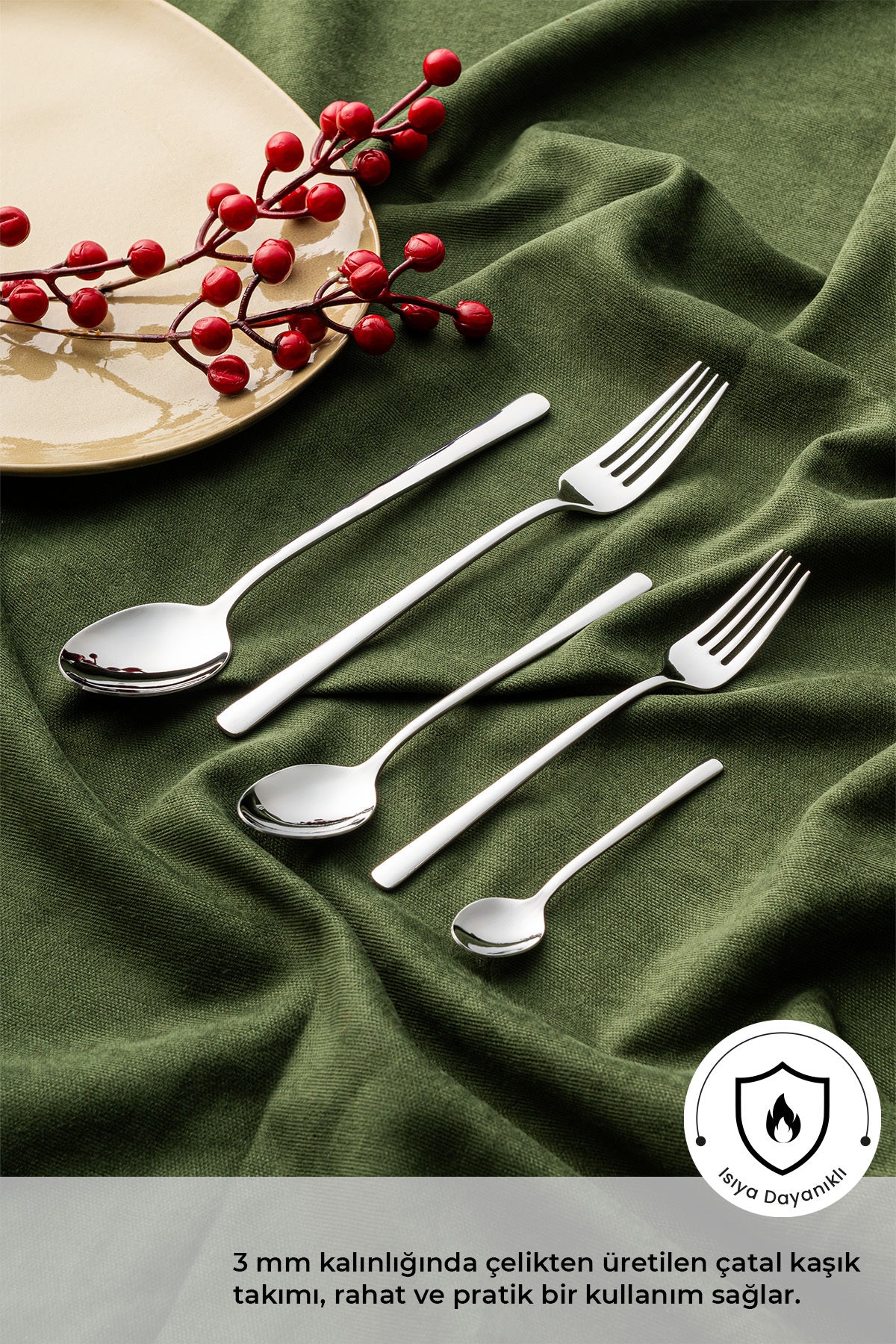 Emsan alfa 30 Piece 6 Place Setting Fork Spoon Set - MALLTURK