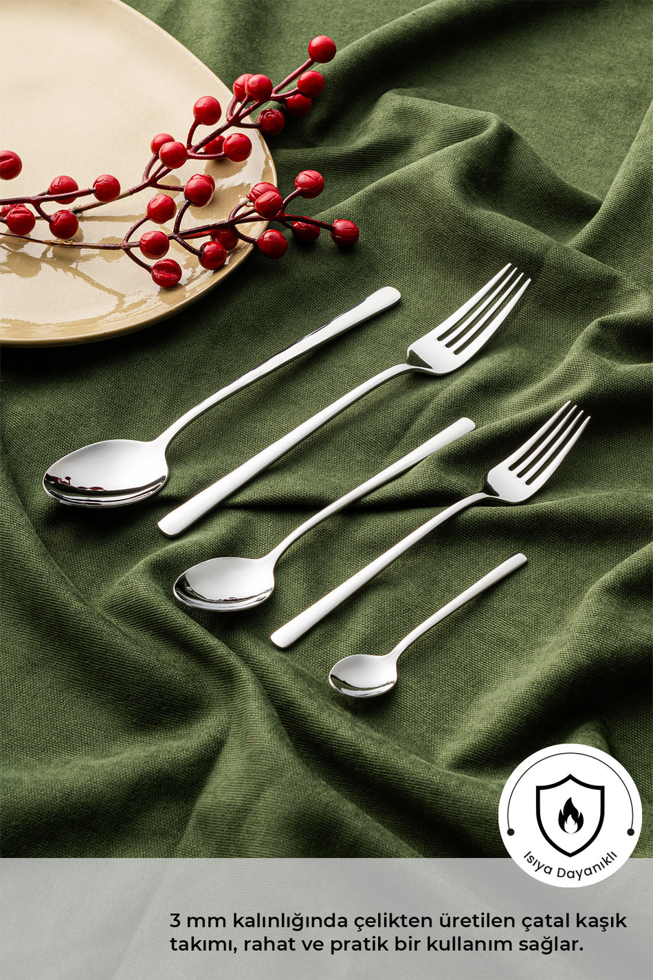 Emsan alfa 30 Piece 6 Place Setting Fork Spoon Set - MALLTURK