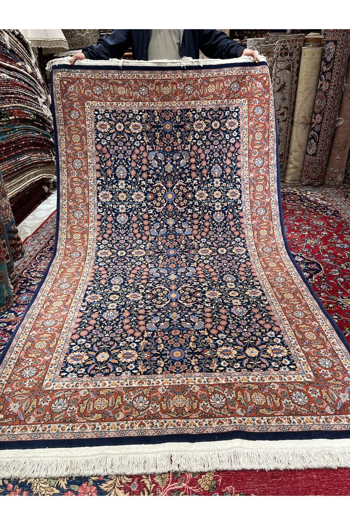 RD RAMAZAN DAG Hand Rug Art Hand-Woven Hereke Rug 100.Anniversary Series Seven Mountains Flower Design Size 250x150 - MALLTURK