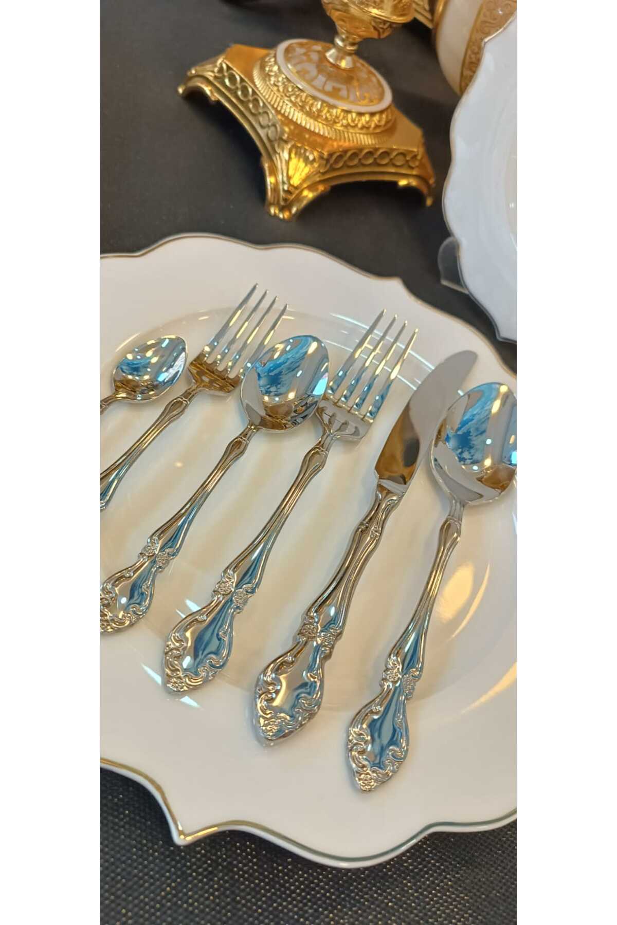 Nehir nehir adriana Plain 72 Piece 12 Place Setting Flatware Set karton Boxed - MALLTURK