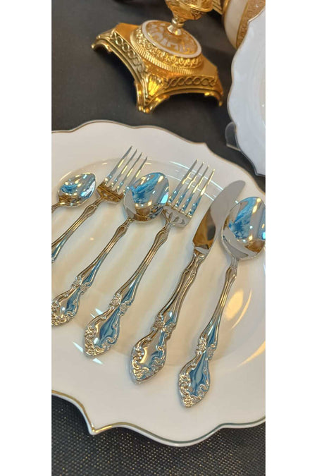 Nehir nehir adriana Plain 72 Piece 12 Place Setting Flatware Set karton Boxed - MALLTURK
