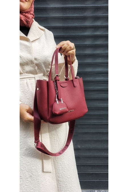 Just Polo Women's New Season 3-Compartment Luxury Soft Leather Adjustable Crossbody Stylish Shoulder Bag Burgundy - MALLTURK