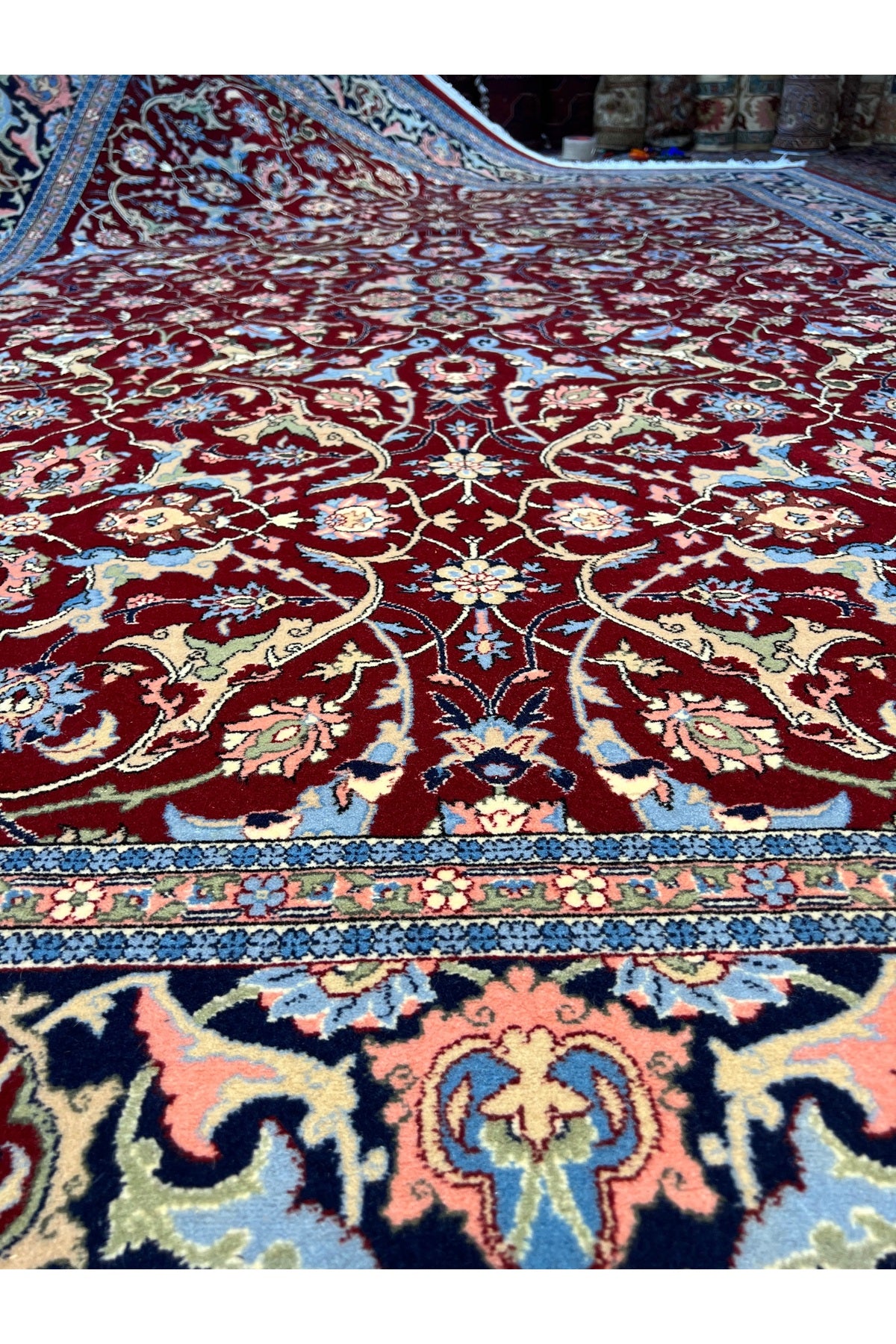 RD RAMAZAN DAG Hand Rug Art Hand-Woven Hereke Rug Signed Polonez Design Premium Quality Red Accent Size 272x194 - MALLTURK