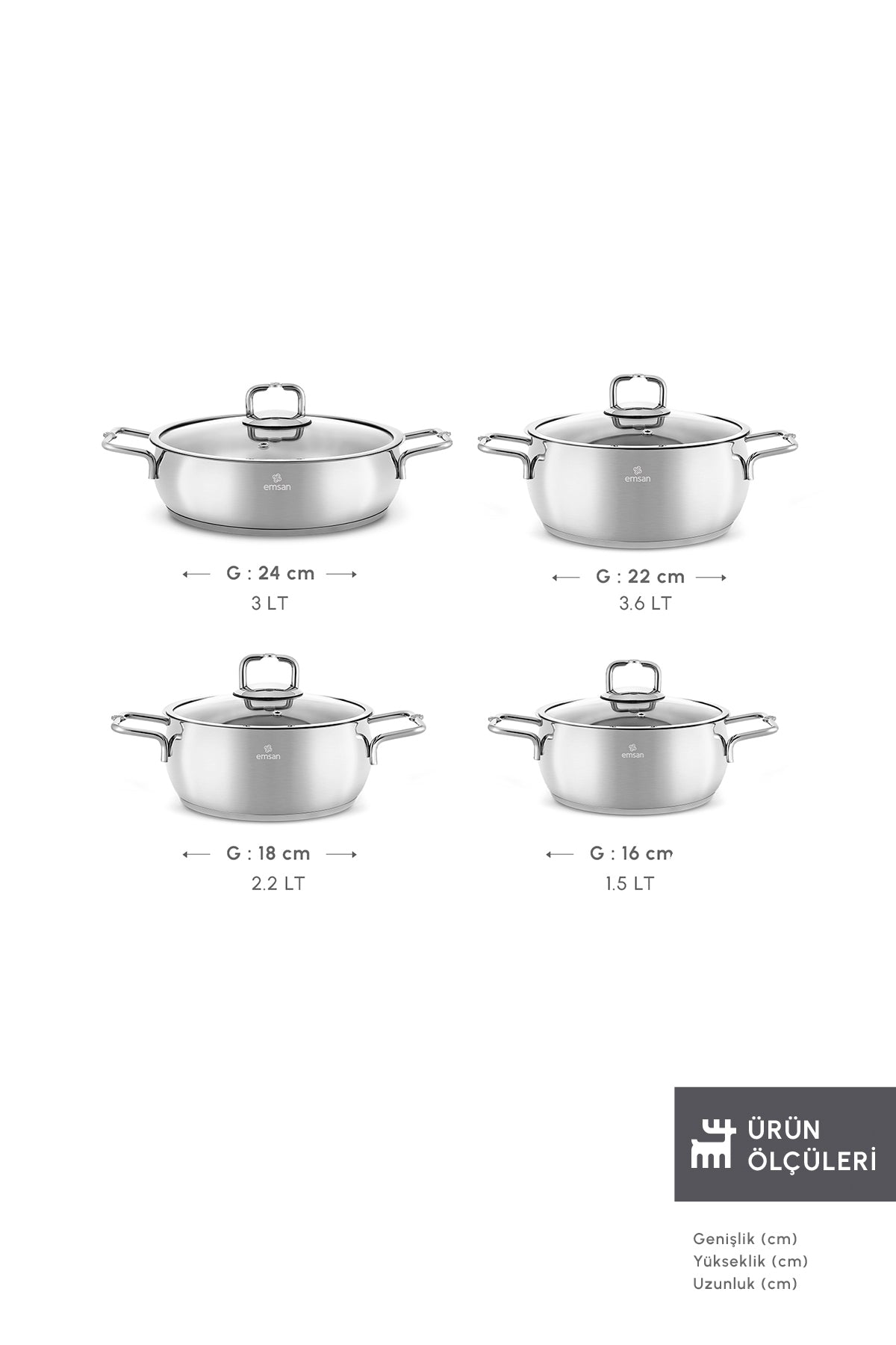 Emsan Emirgan 8 ParcaPaslanmaz Cookware Set - MALLTURK