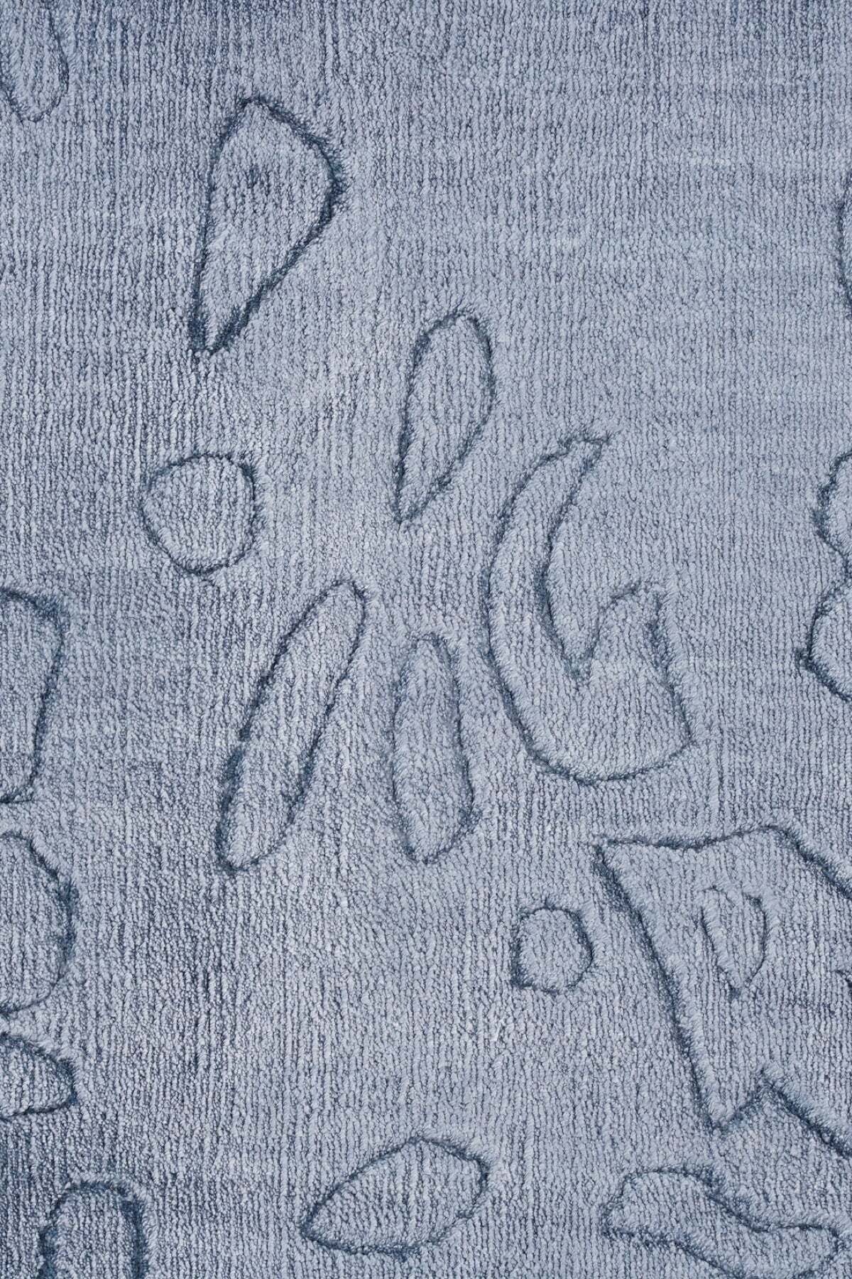 Naar Hali Erase KC 142 Blue Modern Handwoven Bamboo Living Room Rug - MALLTURK