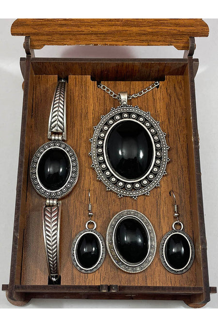 Cini Evi Black Stone Iznik Tile Jewelry Set - MALLTURK