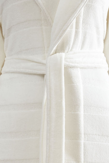 Ozdilek Sadem Organic Stripe Shawl Collar Bathrobe - MALLTURK