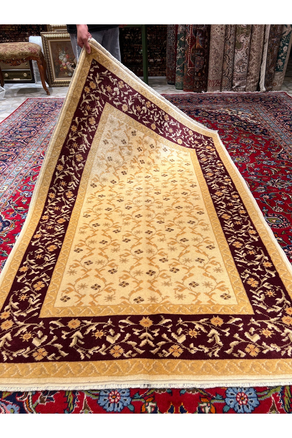 RD RAMAZAN DAG Hand Rug Art Hand-Woven Usak Rug Size 180x120 - MALLTURK