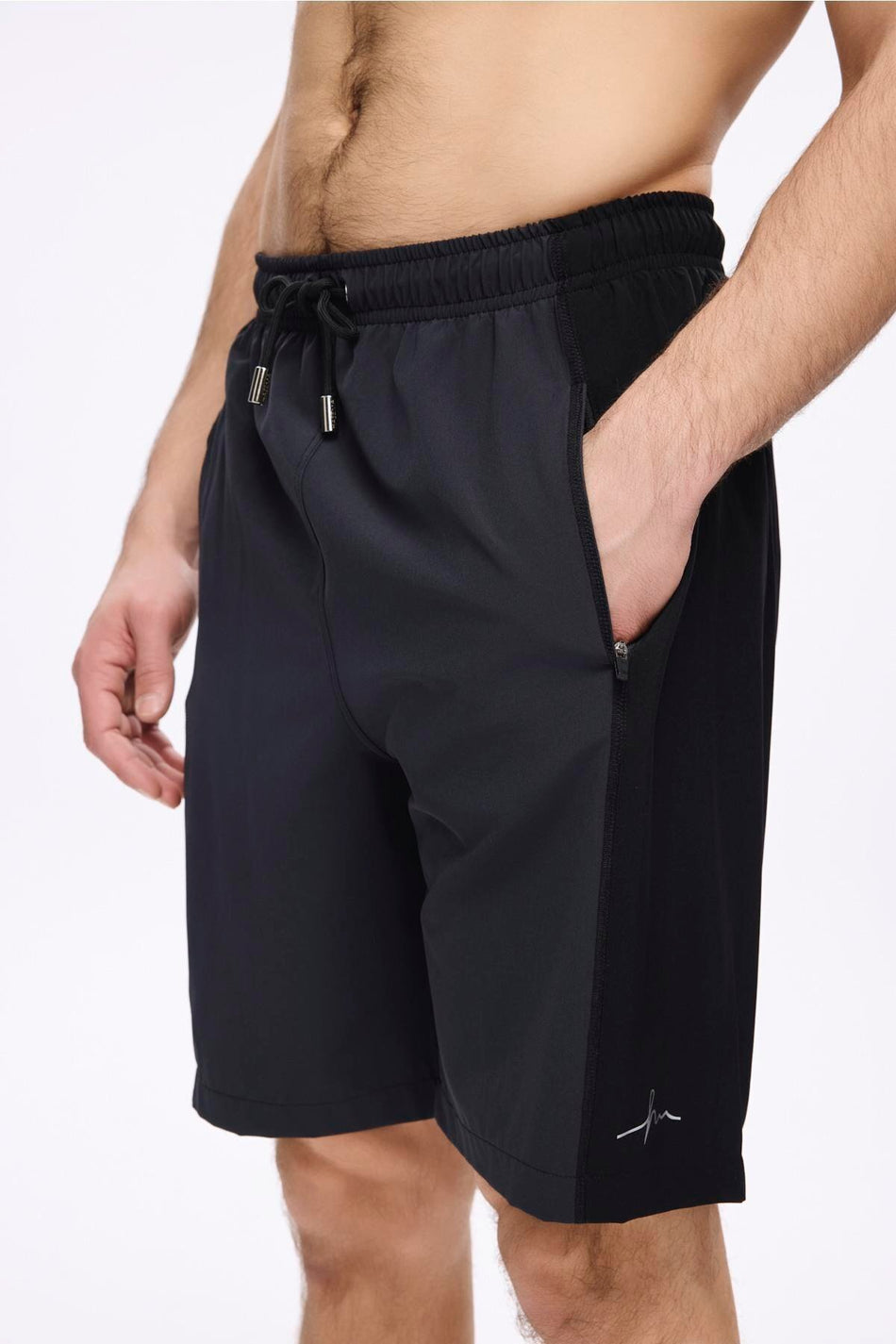 Hasema Sportswear Black Grey Men's Short Pool and Beach Shorts 5057