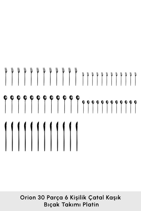 Karaca orion black 30 Piece 6 Place Setting Flatware Set - MALLTURK