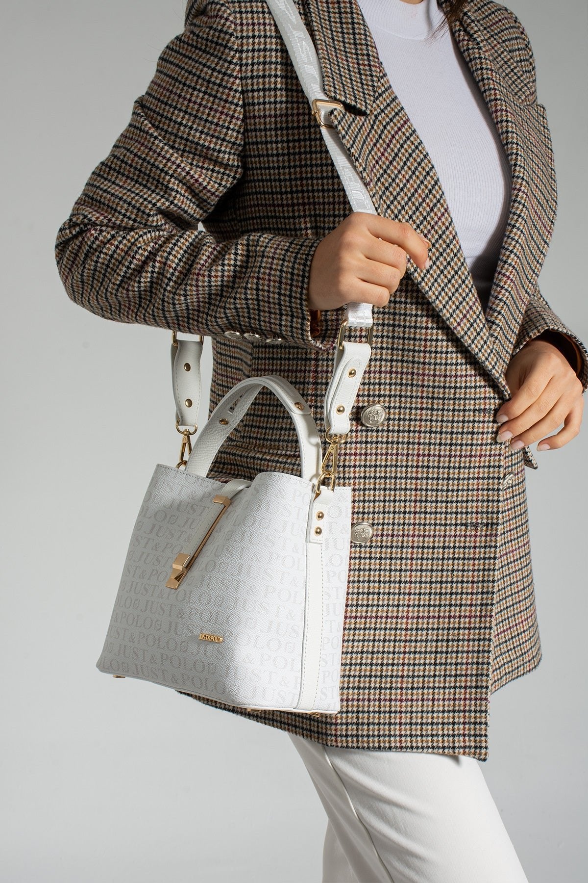 Just Polo Women's White Shoulder Bag - MALLTURK