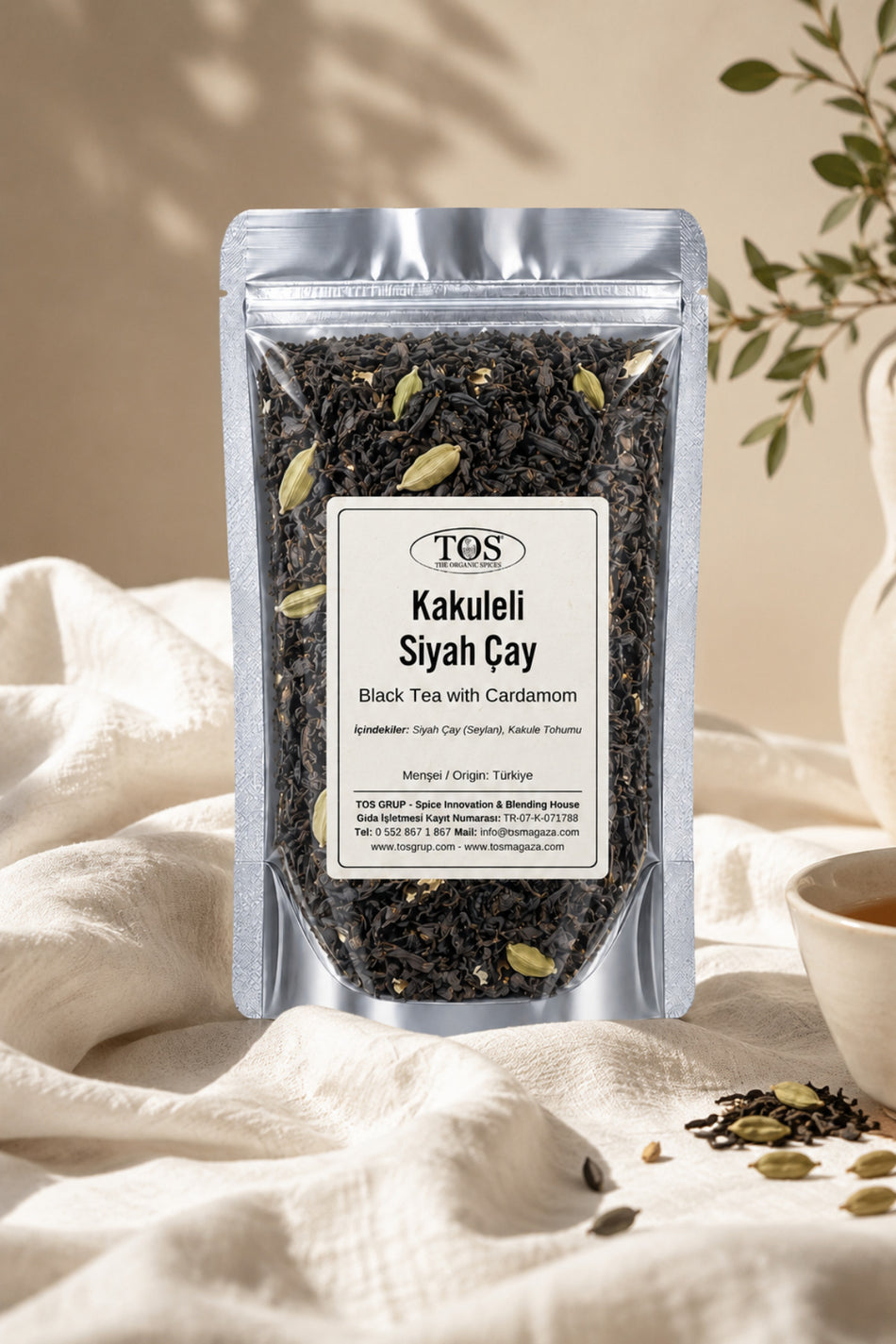 TOS The Organic Spices Cardamom Black Tea 40 gr (1st Quality) Cardamom Black Tea