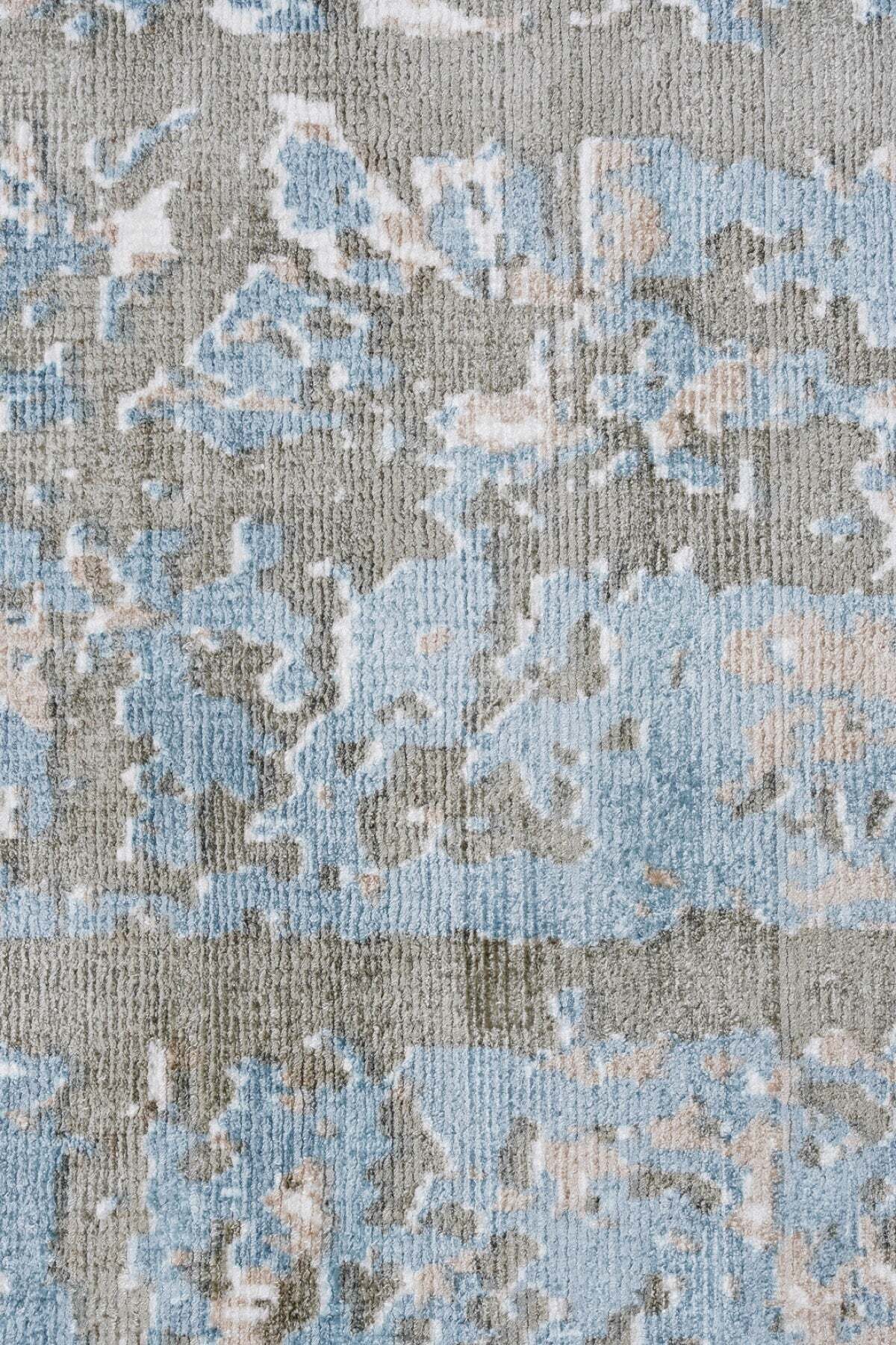 Naar Hali Erase KC 206 Blue Modern Handwoven Bamboo Living Room Rug - MALLTURK