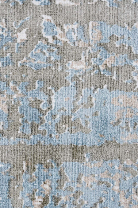 Naar Hali Erase KC 206 Blue Modern Handwoven Bamboo Living Room Rug - MALLTURK