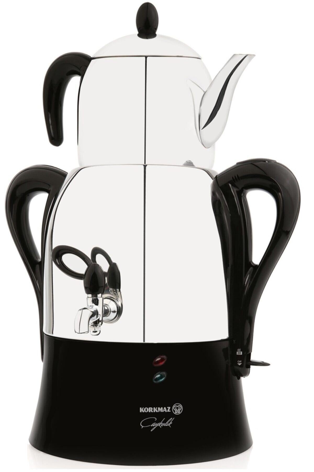 KORKMAZ A341-04 Tea Lover Black 2000 W Stainless Steel Samovar - MALLTURK