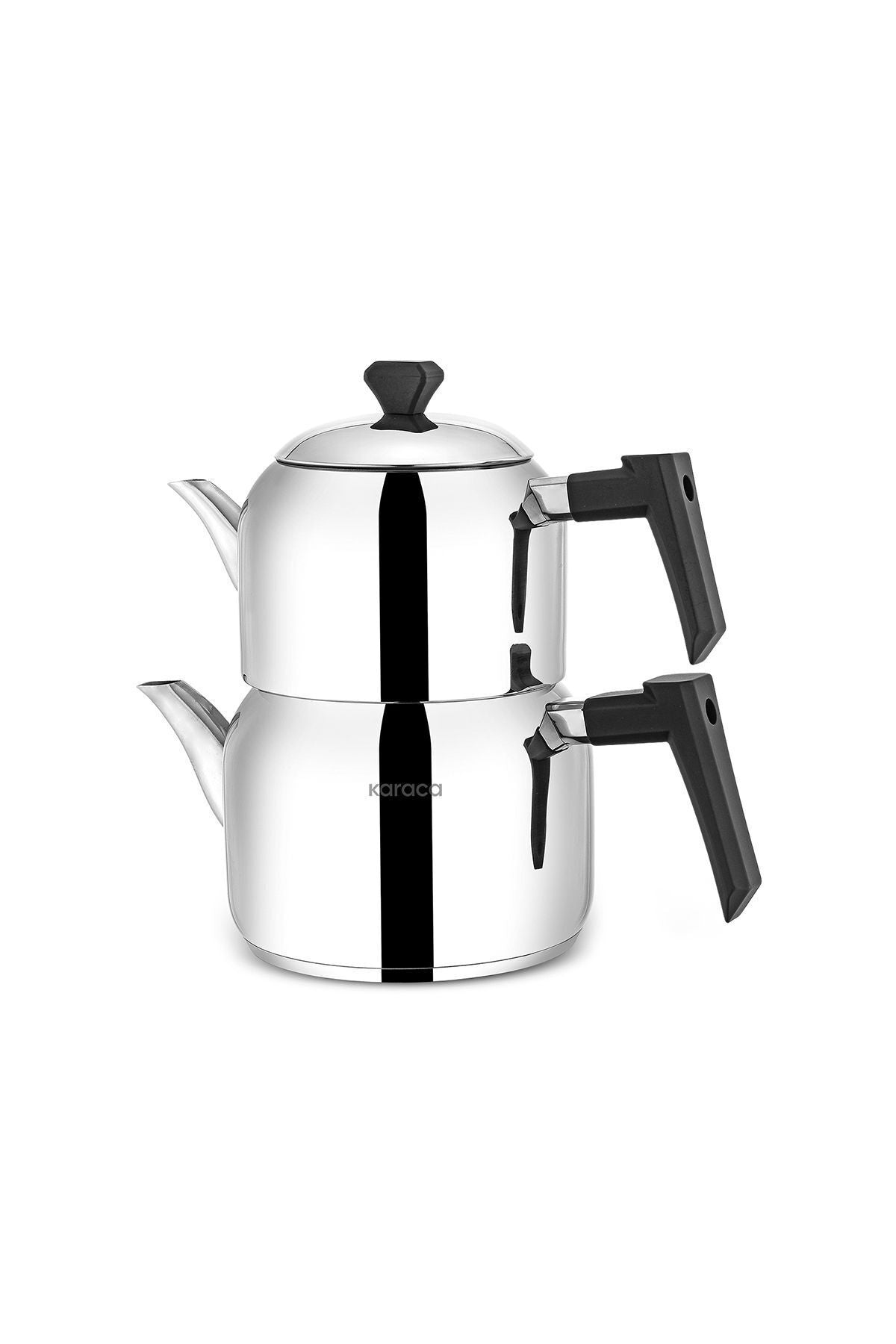 Karaca Black caykara induction Base Midi Teapot Set, Black Stainless Steel - MALLTURK