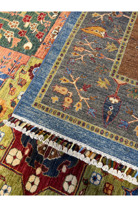 Afgan Rug Hand-Woven 100% Wool AGAC HAYATI Design Natural Dye Elsanat Eseri with Harike Renkler - MALLTURK