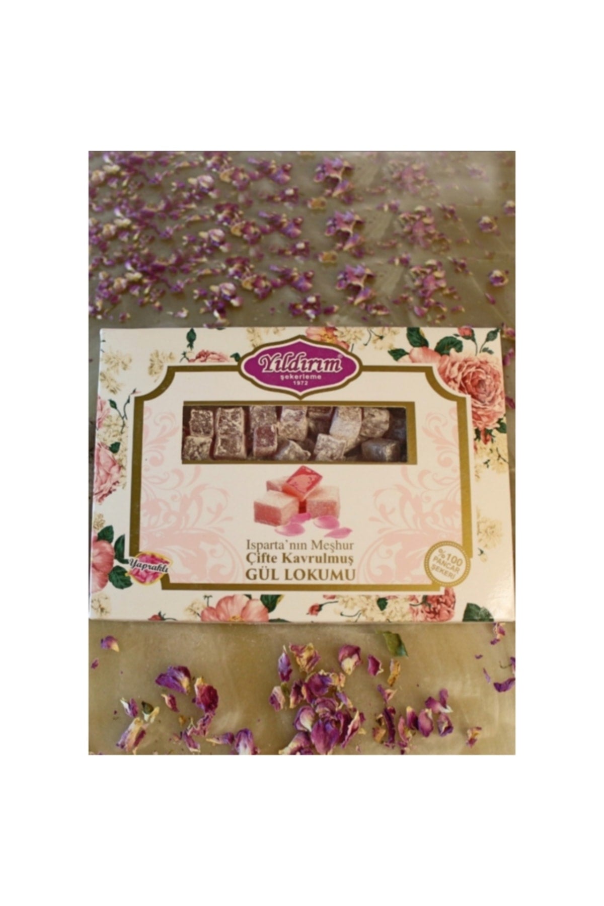 Yildirim Sekerleme Rose Flavored Double Roasted Turkish Delight paketli 150g 100 Beet Sugar - MALLTURK