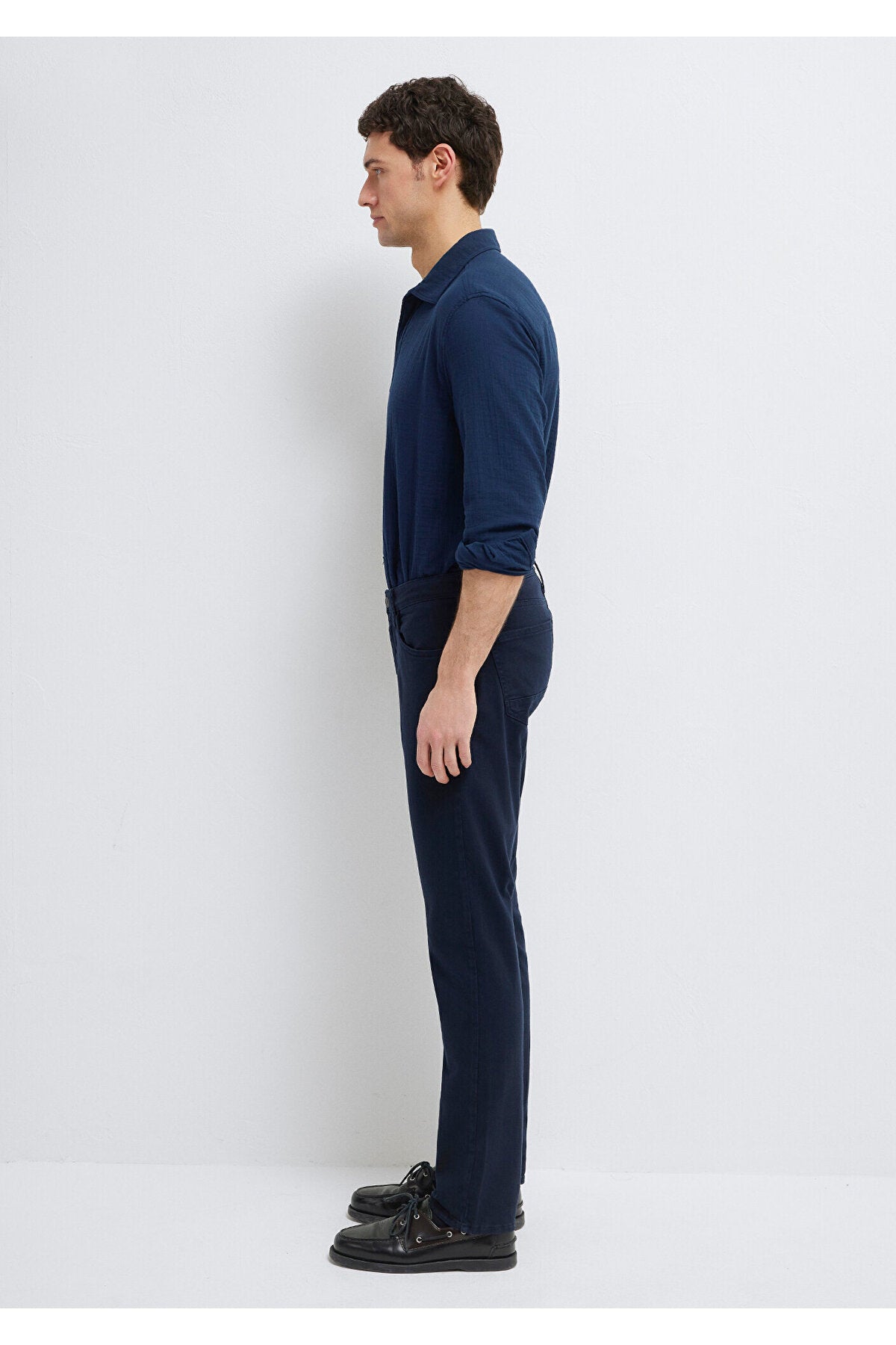 Marcus Dark Navy Comfort Gabardine Trousers 0035190674 - MALLTURK