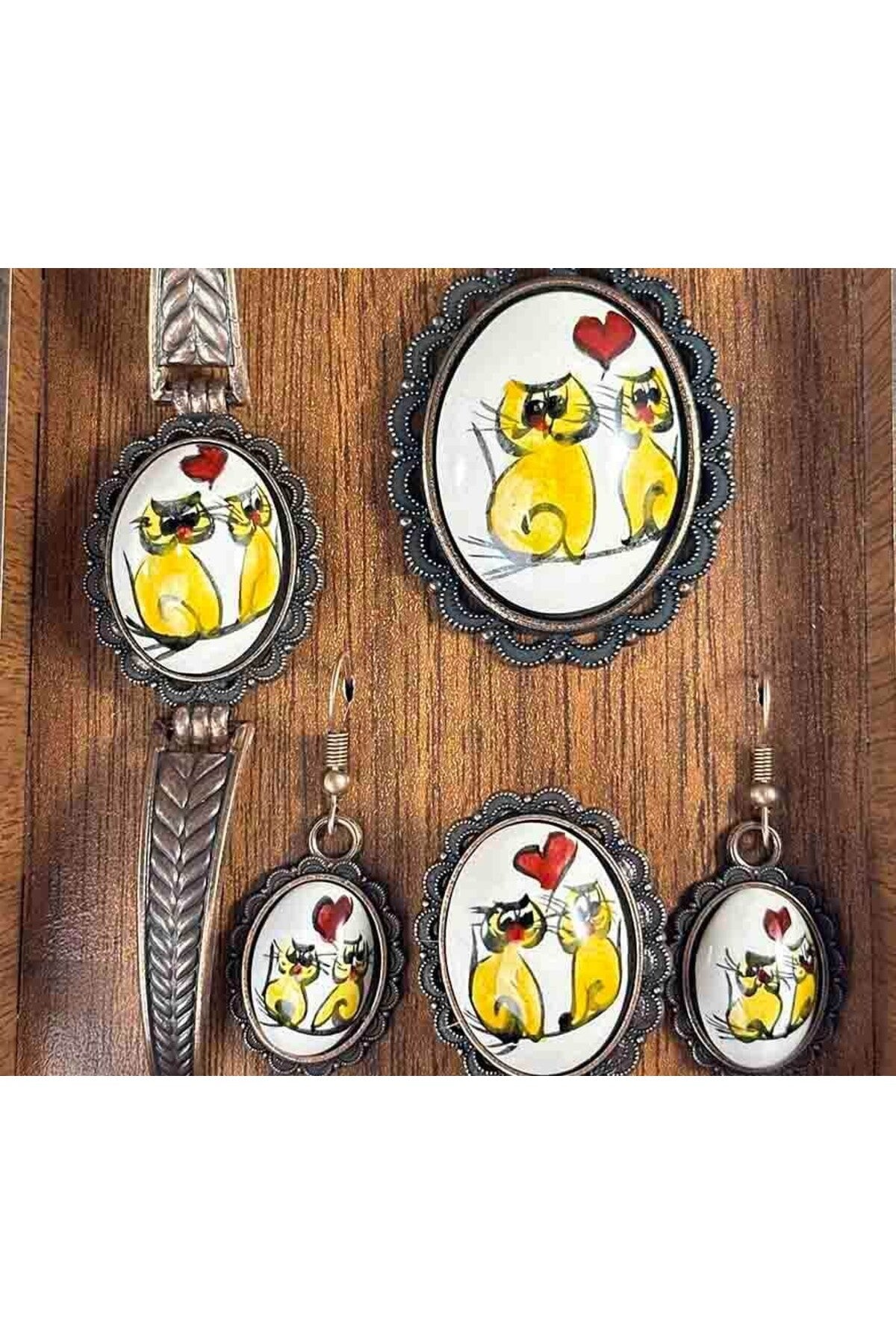 Cini Evi Asik Kediler Tile Jewelry Set - MALLTURK