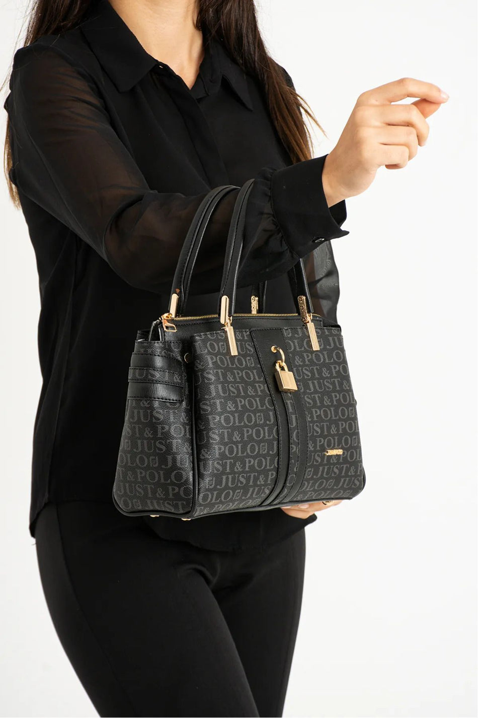 Just Polo Black Women's Hand and Shoulder Bag 2201 - MALLTURK