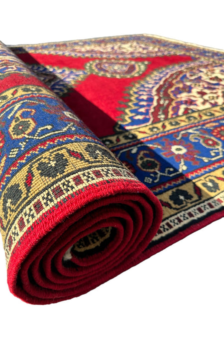 BURAK Rug Hand-Woven ISIKLAR Rug 220X390 Navy Red 8,5 M2 Large Living Room Rug - MALLTURK