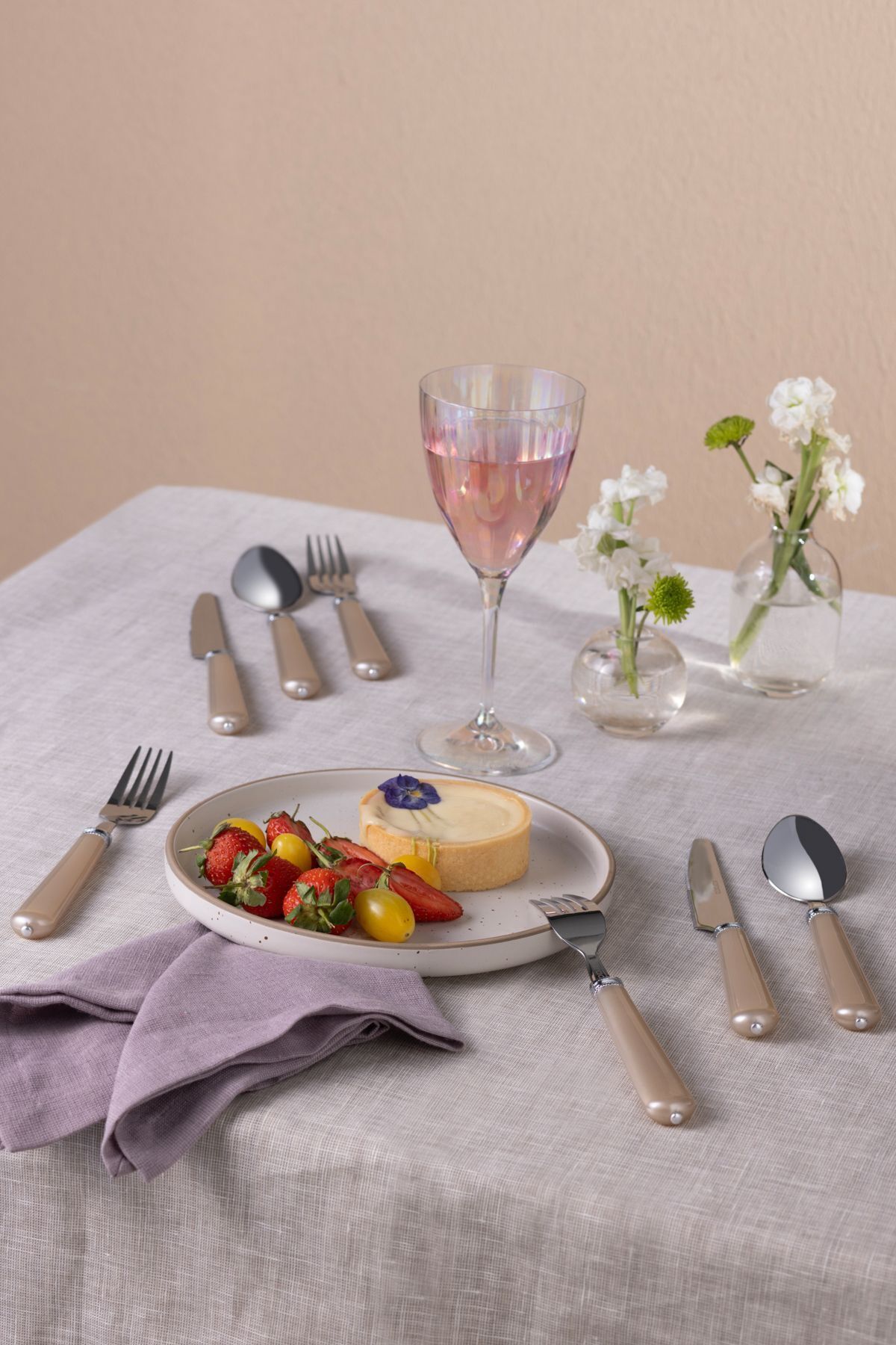 Karaca maze 18 Piece 6 Place Setting yemek Flatware Set krem - MALLTURK