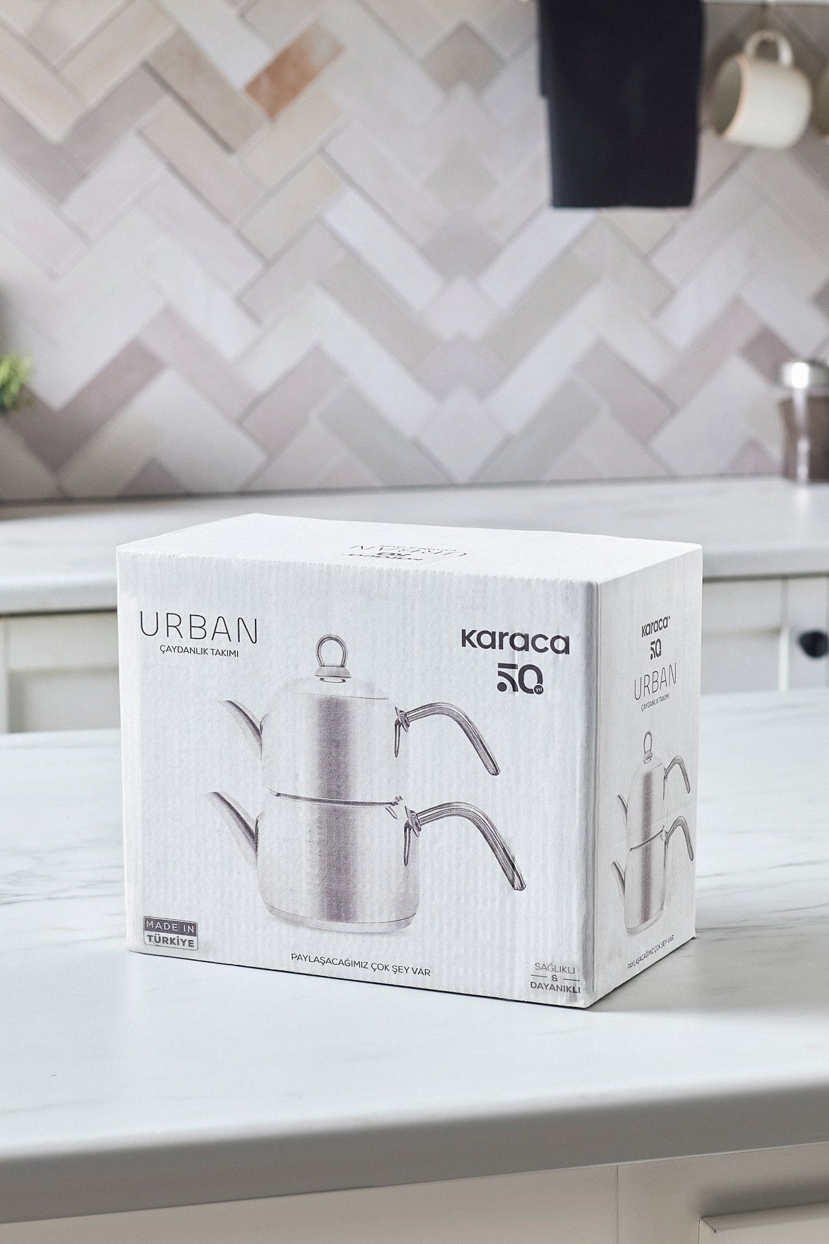 Karaca Urban induction Base Stainless Steel Midi Size Teapot Set - MALLTURK