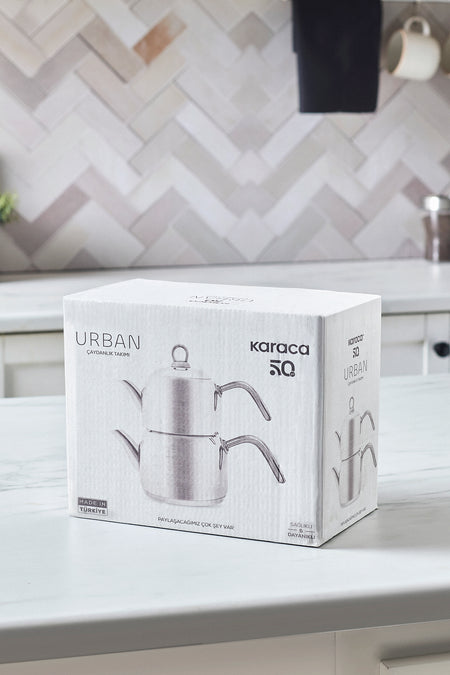 Karaca Urban induction Base Stainless Steel Midi Size Teapot Set - MALLTURK
