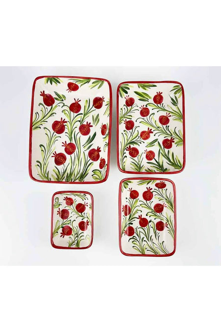 Cini Evi Pomegranate Garden Patterned 4-Piece Serving Bowl Set - MALLTURK