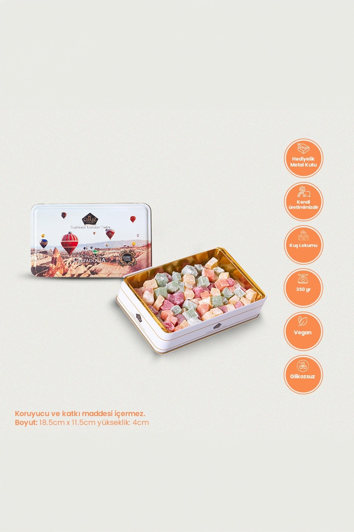 Cerez pazari Mini Turkish Delight Gift Box metal kutuda 350gr - MALLTURK