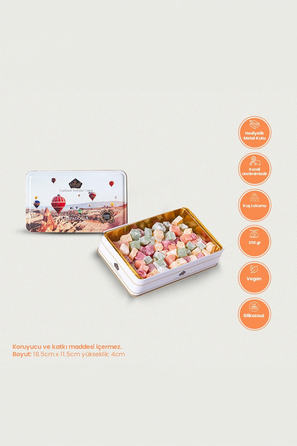 Cerez pazari Mini Turkish Delight Gift Box metal kutuda 350gr - MALLTURK